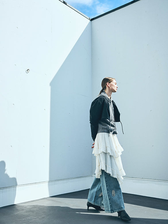 Beads Fringe Design Denim Pants