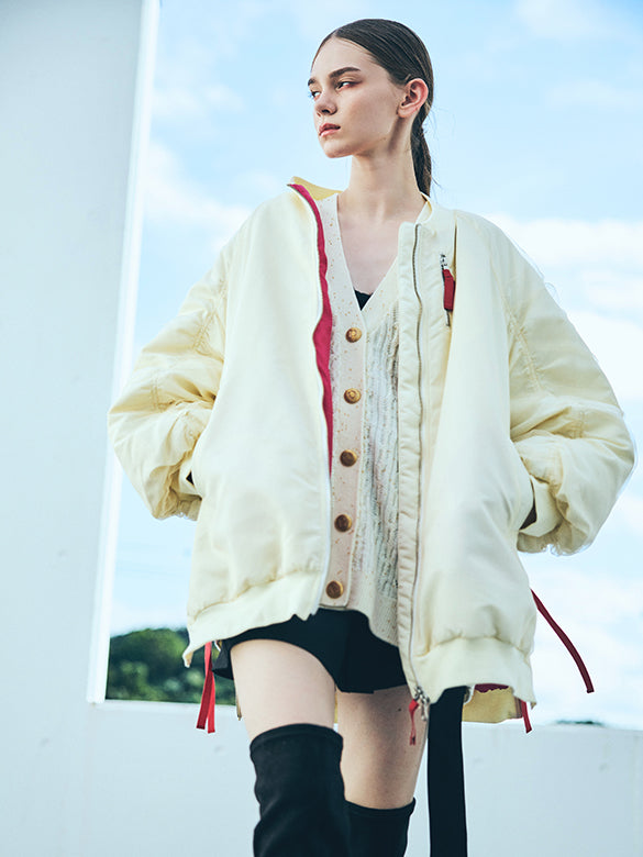 Beads Cable Knitting Cardigan