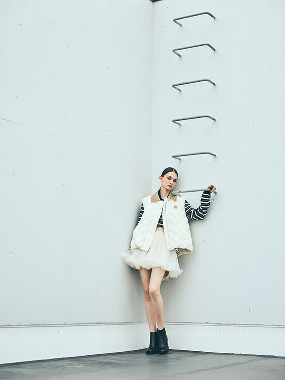 Corduroy Collar Monogram Down Vest