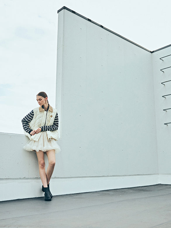 Corduroy Collar Monogram Down Vest