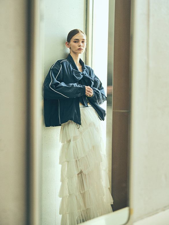 Bi-color Damage Off-shoulder Cable Short Knit