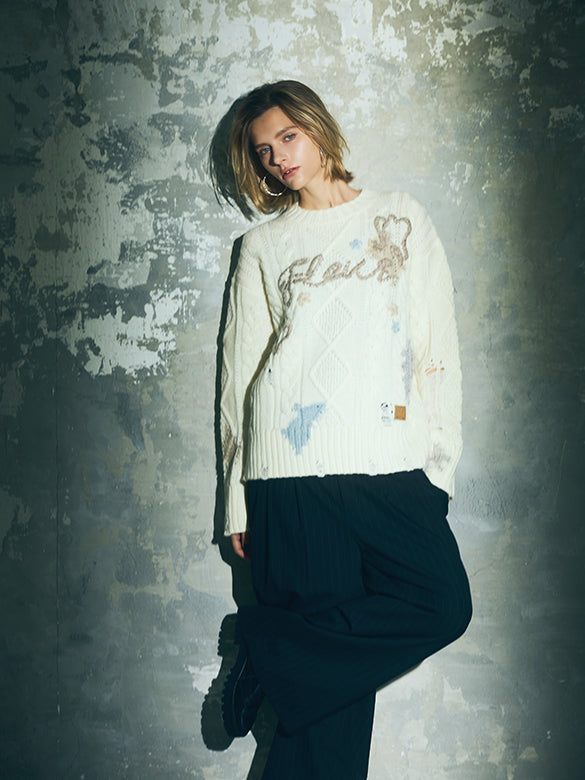 Mix Knitting Embroidery Top