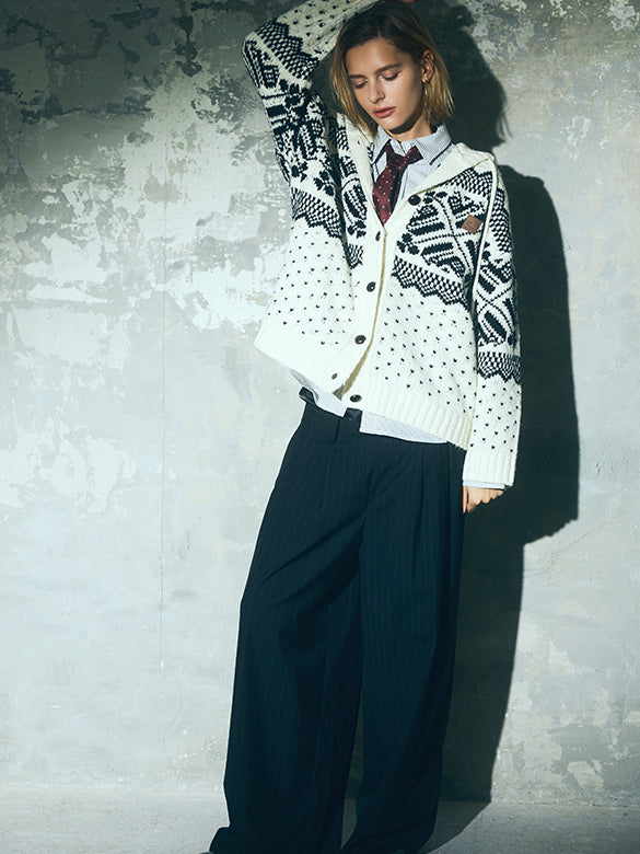 Pin-stripe Double Waist Pants