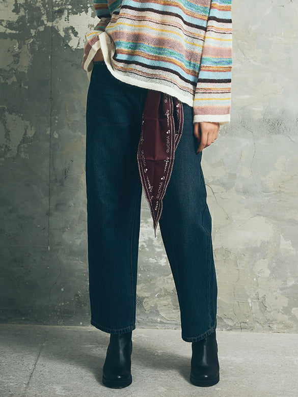 Scarf Belted Denim Pants