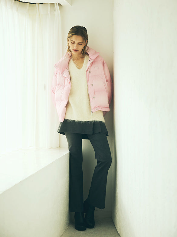 Feather Yarn V-neck Knit