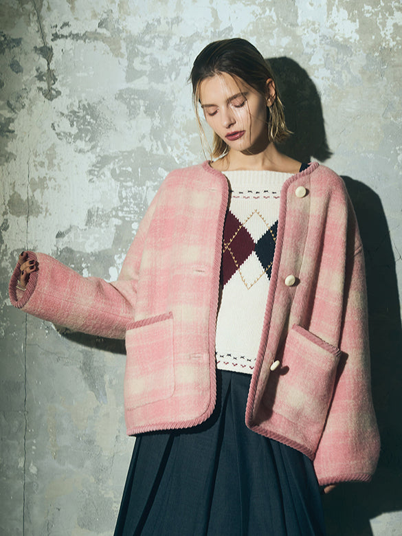 Argyle Off-shoulder Knit Top