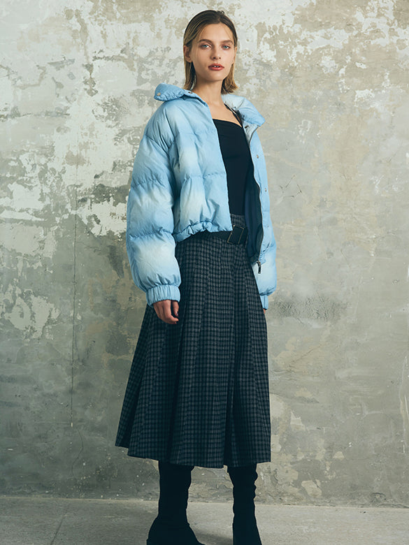 Plaid Pleats Belted Skirt