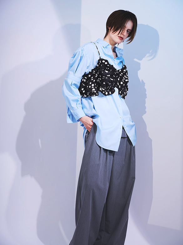 Tuck Design Sleeves Long Shirt Dress