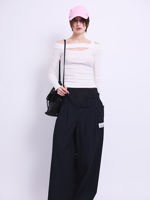 Off-shoulder Cut-out Design Knit Top
