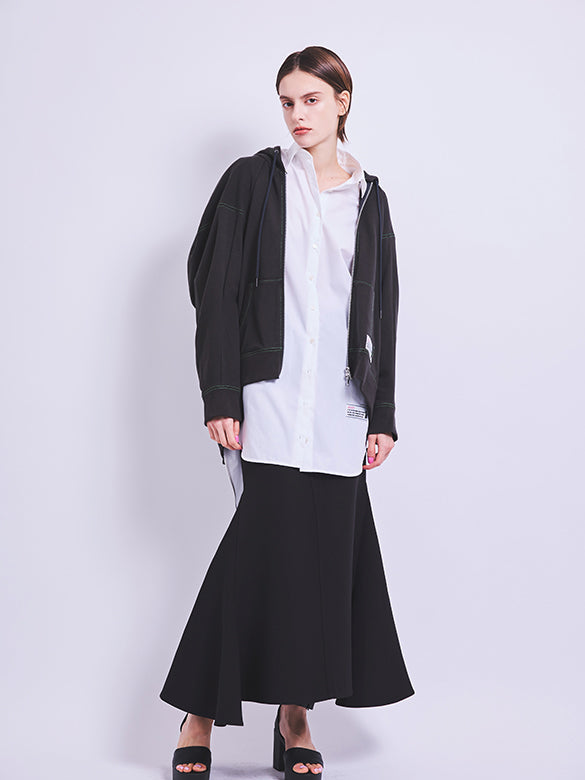 Tuck Design Sleeves Long Shirt Dress