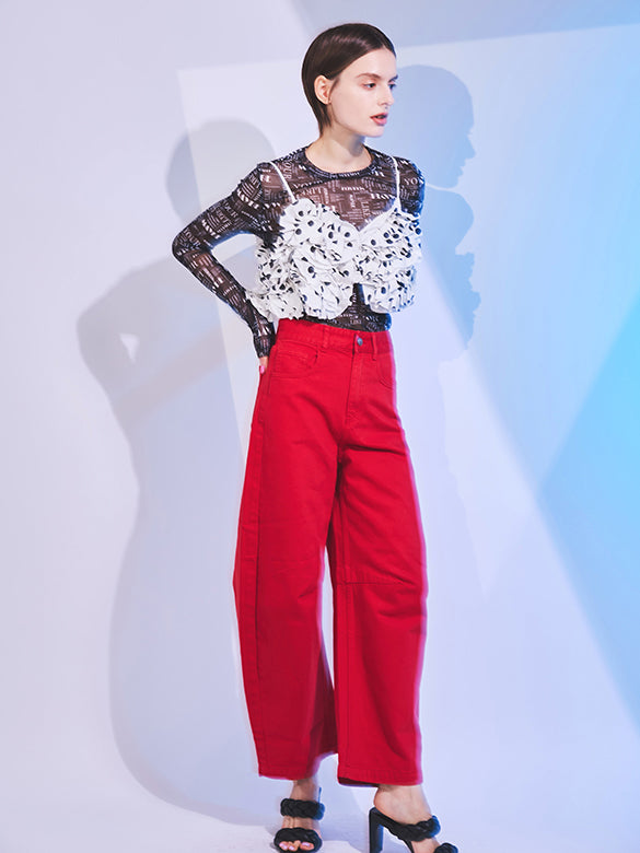 Printed Sheer Tulle Top