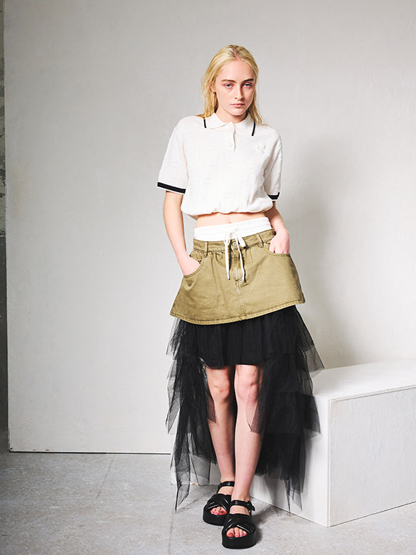Slit Tulle Gradually Skirt