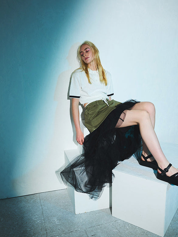 Slit Tulle Gradually Skirt