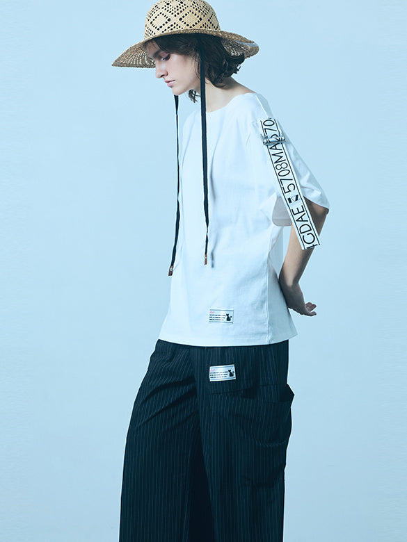 Pin-stripe Side Cut-out Pants