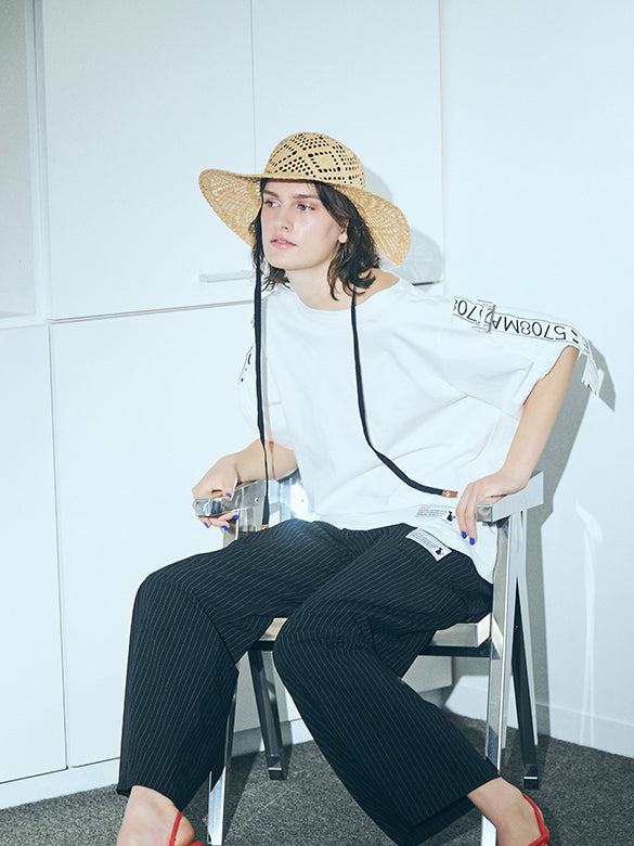 Pin-stripe Side Cut-out Pants