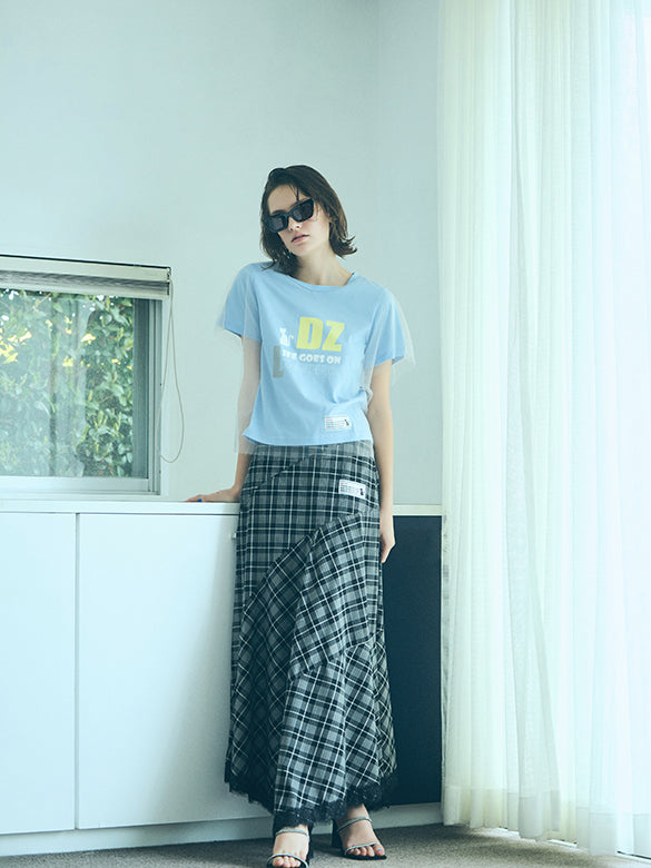 Tulle Combination Printed T-shirt