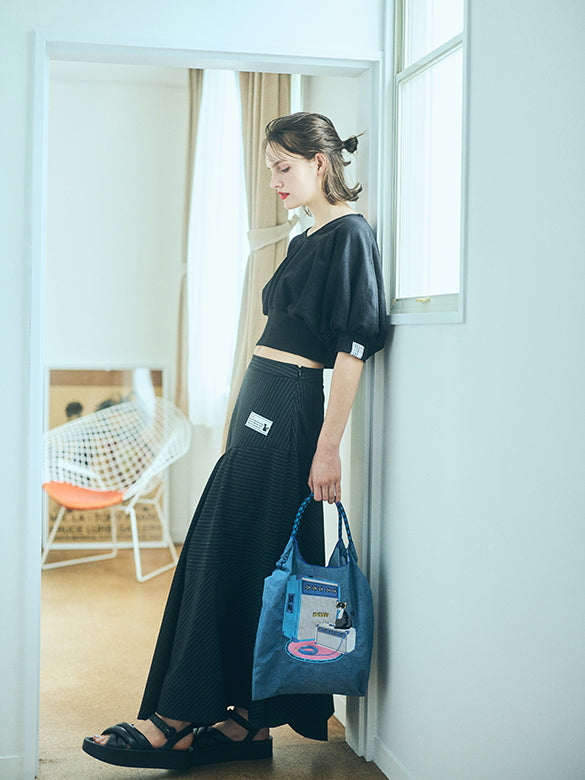 Pin-stripe Gather Skirt