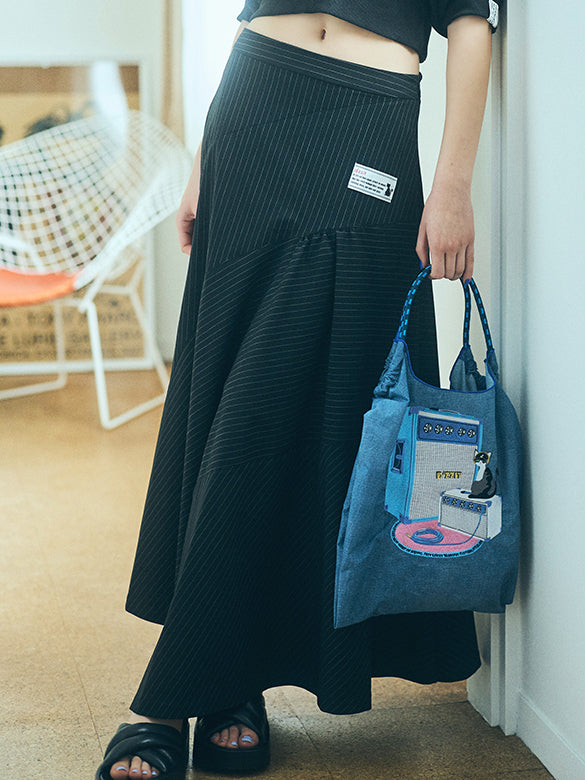 Pin-stripe Gather Skirt