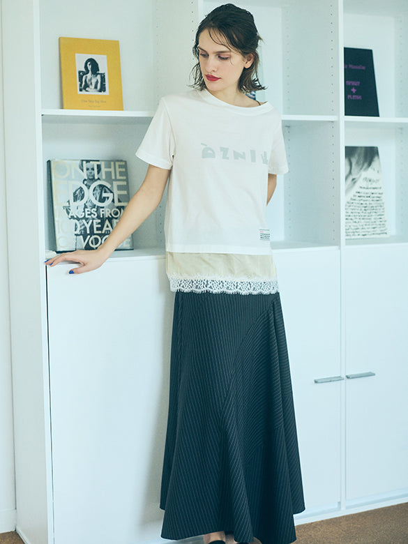 Pin-stripe Gather Skirt