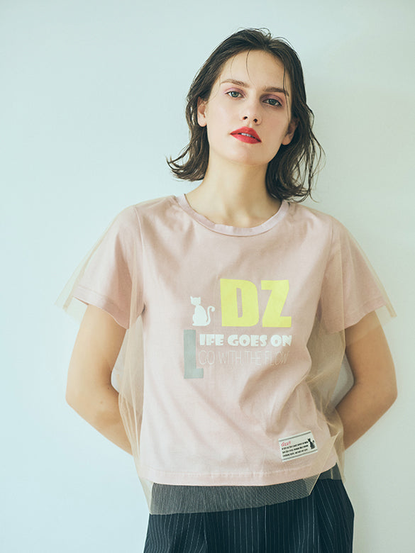 Tulle Combination Printed T-shirt
