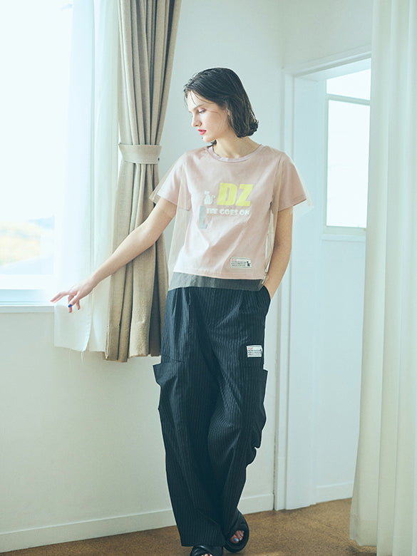 Tulle Combination Printed T-shirt
