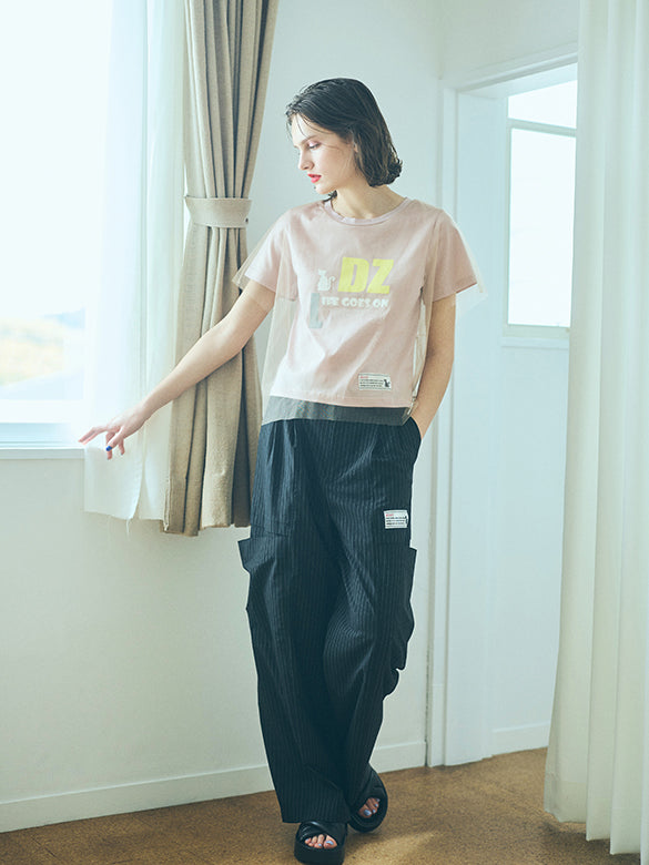 Pin-stripe Side Cut-out Pants