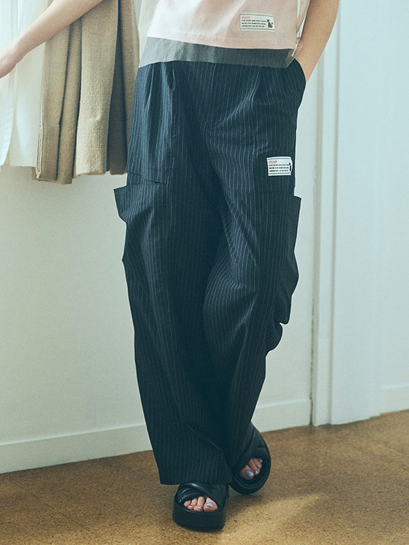 Pin-stripe Side Cut-out Pants