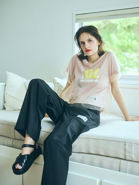 Tulle Combination Printed T-shirt