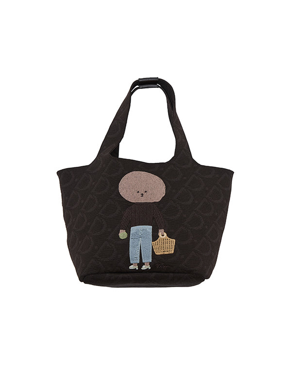 Character Embroidery Monogram Tote Bag