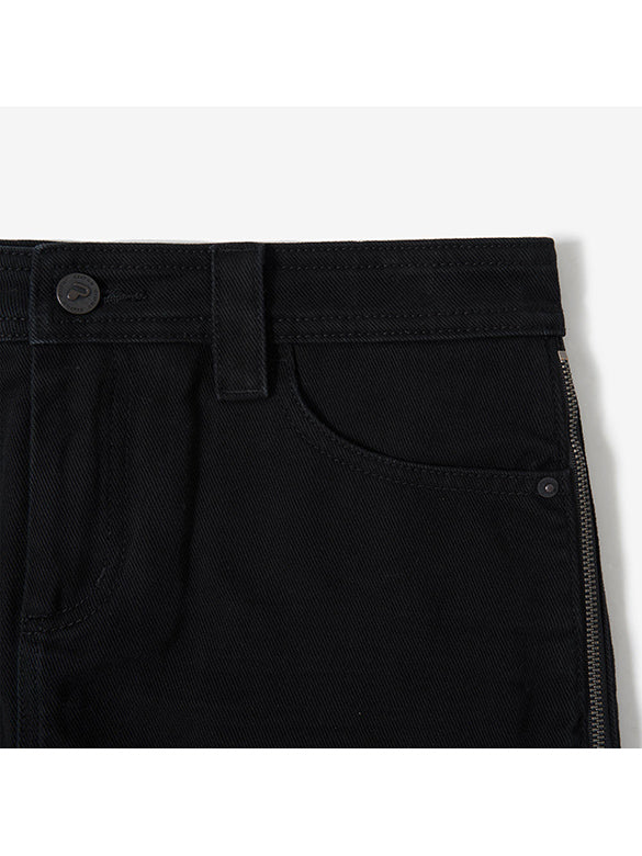 Side Zipper Denim Skirt-Pants