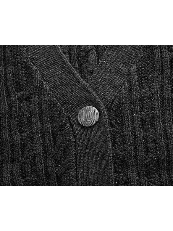 Beads Cable Knitting Cardigan