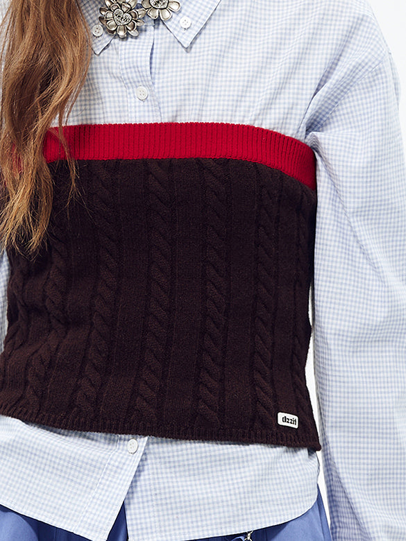 Bi-color Knit Bare Bustier