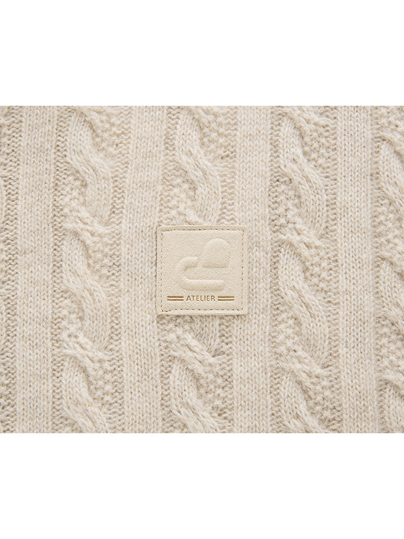 Pompon Design Knitting Zipper Hoodie