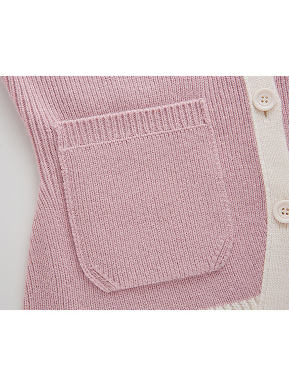 Bi-color Piping Knit Cardigan