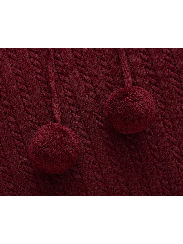Pompon Code Knit Hoodie
