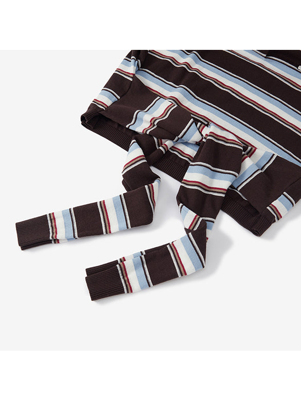 Retro Color Stripe Design Polo Knit