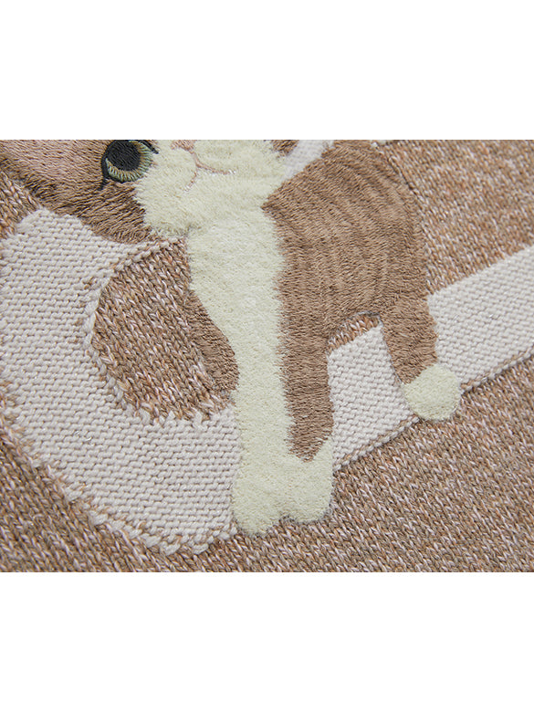 Cat Embroidery Sleeveless Knit