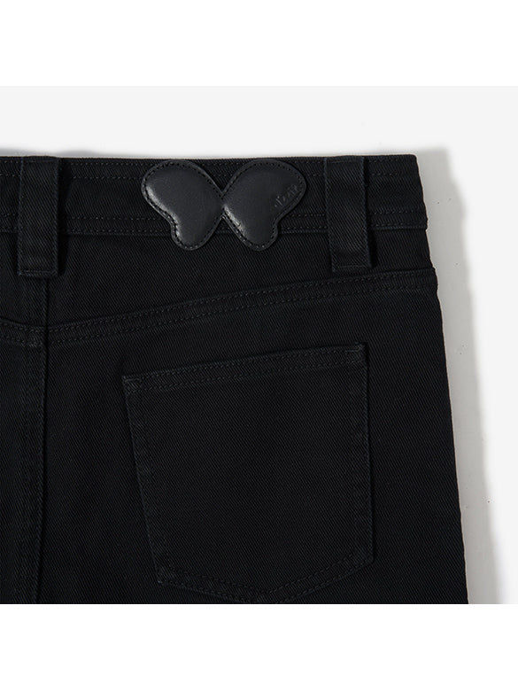 Side Zipper Denim Skirt-Pants
