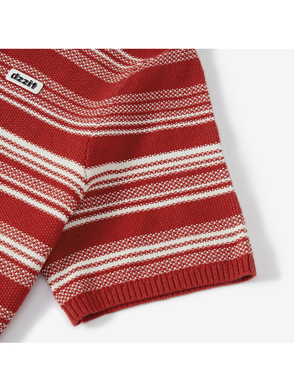 Random Pitch Stripe Polo Knit