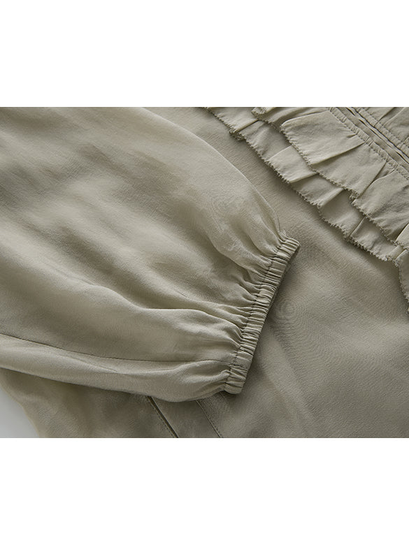 Frill Design Sheer Blouson