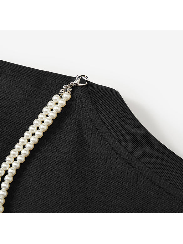 Pearl Neckless Combination T-shirt