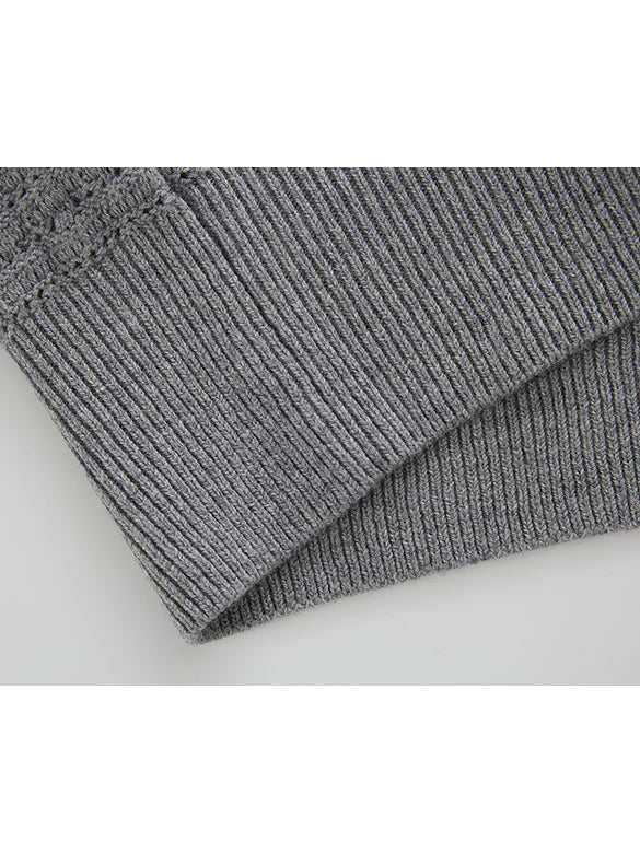 Rib-collar Polo Knit Top