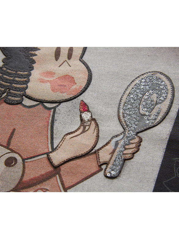 Printed & Beads Embroidery T-shirt