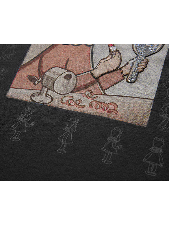 Printed & Beads Embroidery T-shirt