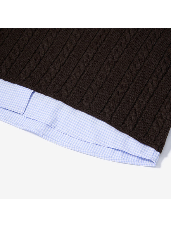Shirt Layered V-neck Knit
