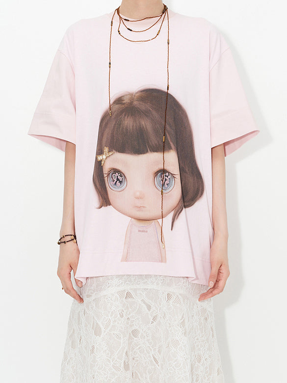 Character Printed Embroidery Loose T-shirt