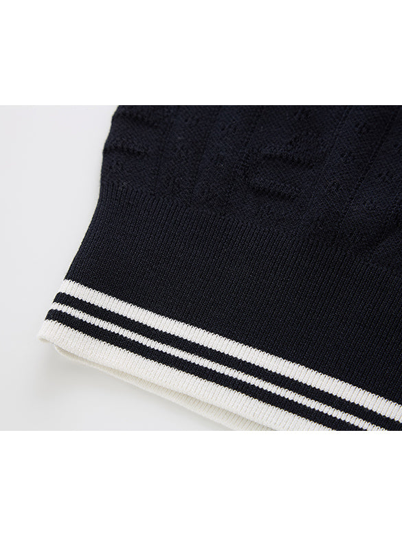 Bi-color Line Knit Vest