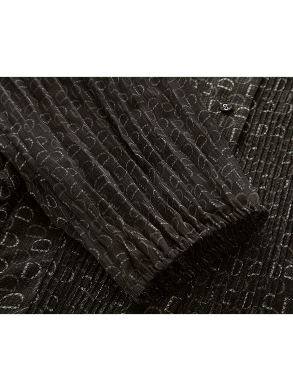Monogram Pattern Frill Blouse