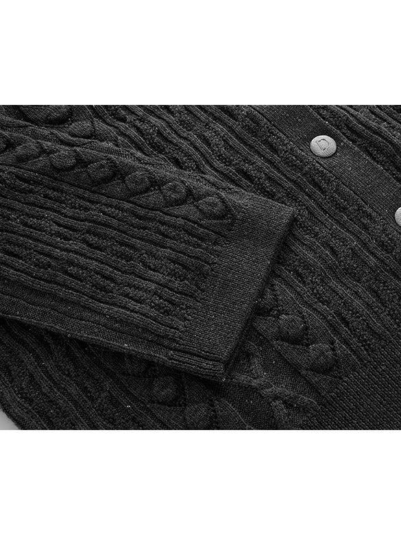 Beads Cable Knitting Cardigan