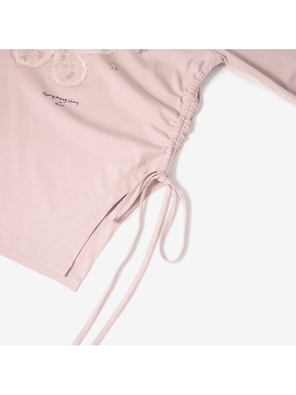 Butterfly Design Draw-code Long Sleeves T-shirt